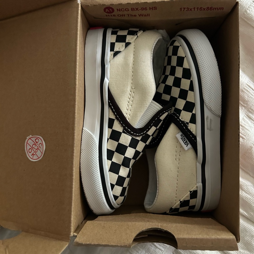 Toddler Checkered Vans, never worn, in box